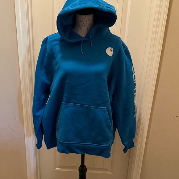 Carhartt Tops - Carhartt Women’s Bright Blue Logo Pullover Hoodie